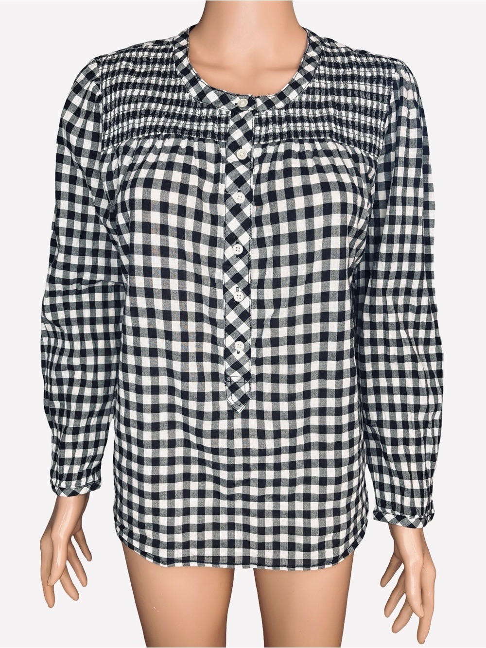 J. Crew Gingham Button-Down Shirt – Black White Medium